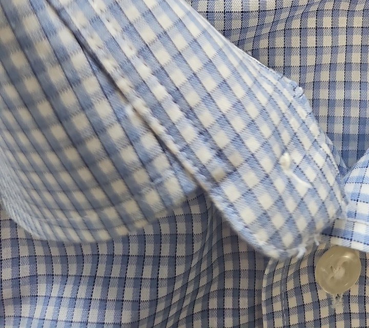 M&S Collection Men's Blue Gingham Regular Fit Long Sleeve Shirt 16.5 XX115 - Image 10