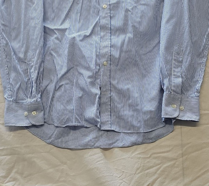 M&S Collection Men's Blue Striped Oxford Shirt Regular Fit 15.5 XX1159 - Image 8