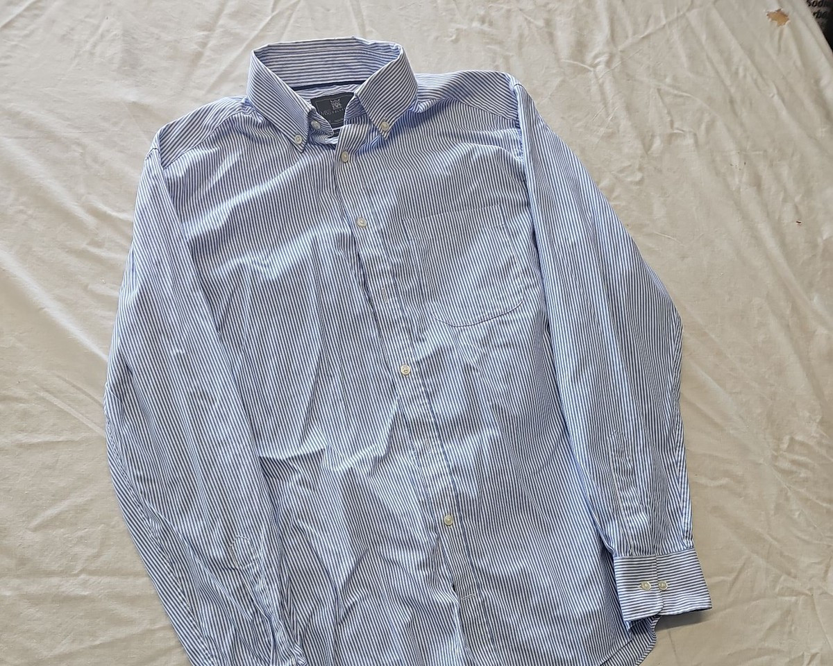 M&S Collection Men's Blue Striped Oxford Shirt Regular Fit 15.5 XX1159 - Image 11