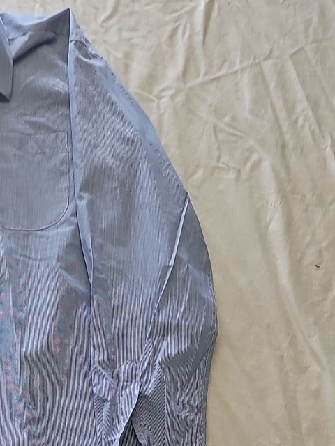 M&S Collection Men's Blue Striped Regular Fit Long Sleeve Shirt 16.5 XX1155 - Image 8