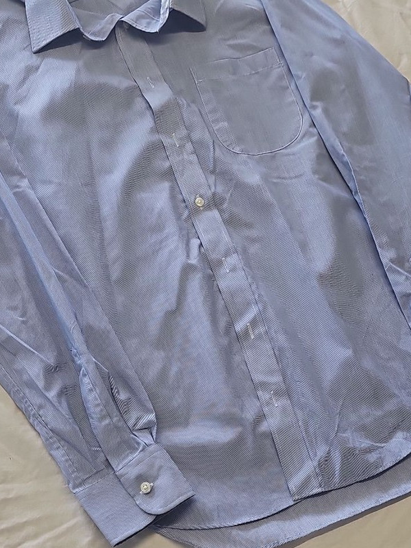 M&S Collection Men's Blue Striped Regular Fit Long Sleeve Shirt 16.5 XX1155 - Image 11