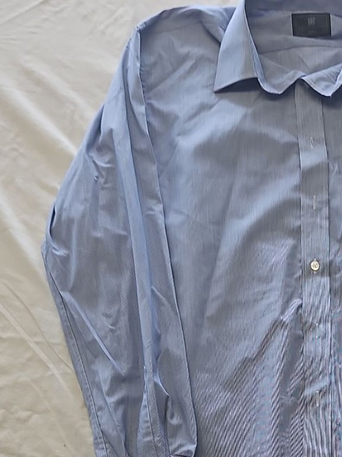 M&S Collection Men's Blue Striped Regular Fit Long Sleeve Shirt 16.5 XX1155 - Image 7