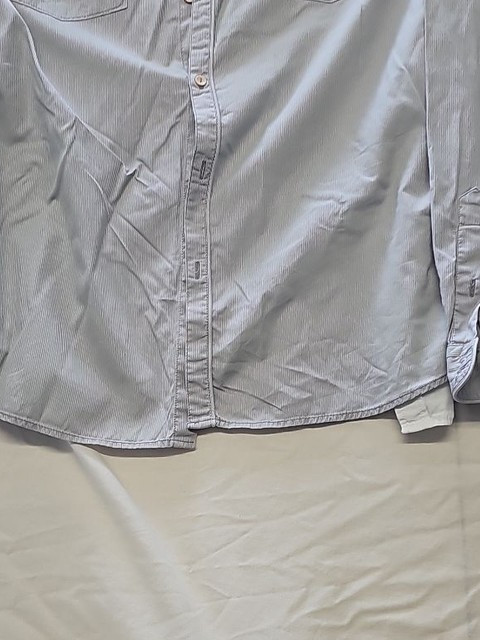 Burton London Men's Blue Striped Military Style Long Sleeve Shirt L YY1168 - Image 8