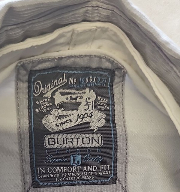 Burton London Men's Blue Striped Military Style Long Sleeve Shirt L YY1168 - Image 9