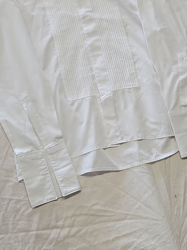 Vintage Dunn & Co White Pleated Tuxedo Shirt - Made in Britain 15" YY1173 - Image 12