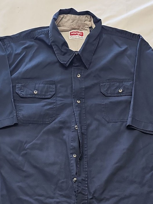 Wrangler Premium Quality Navy Blue Short Sleeve Work Shirt - Size 2XL YY1191 - Image 7