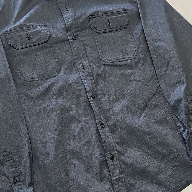 Wrangler Men's Charcoal Grey Chambray Work Shirt XL YY1184 - Image 12