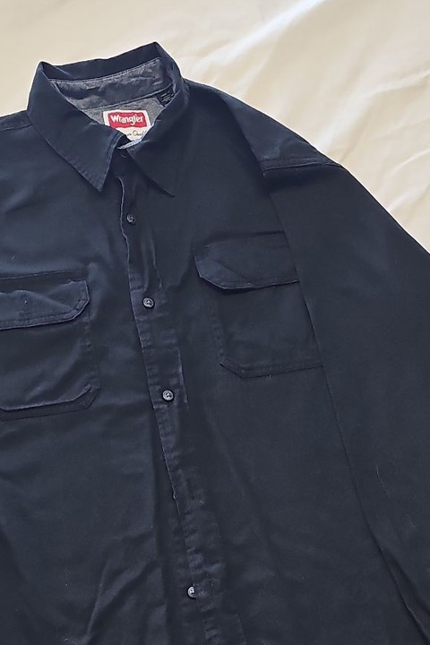 Wrangler Comfort Flex Black Long Sleeve Work Shirt Medium YY1186 - Image 11