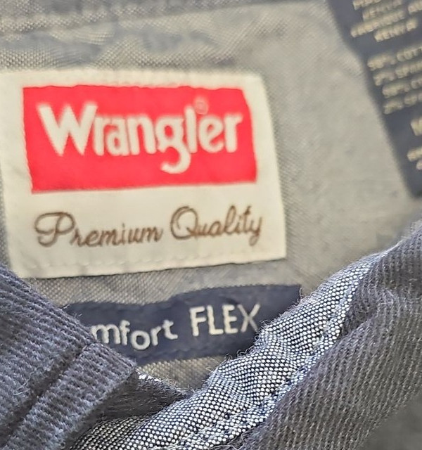 Wrangler Comfort Flex Black Long Sleeve Work Shirt Medium YY1186 - Image 9