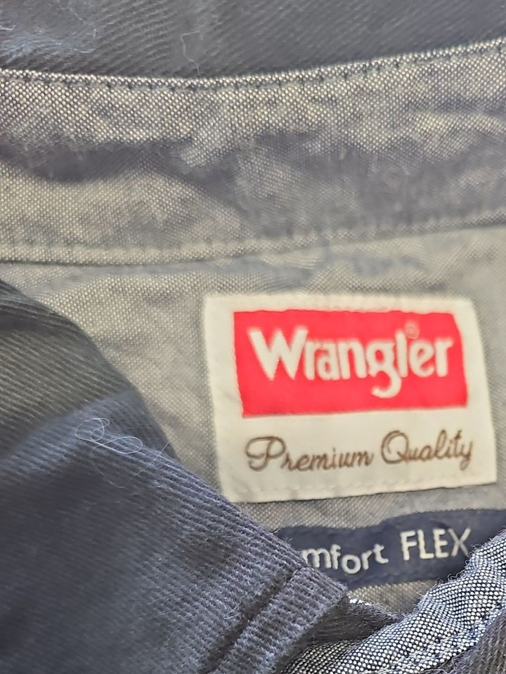 Wrangler Comfort Flex Black Long Sleeve Work Shirt Medium YY1186 - Image 10