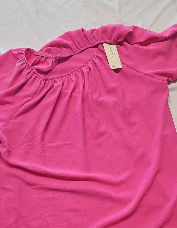 New Made in Italy Vibrant Pink Embroidered Sleeve Boho Blouse size 18/20 HH206 - Image 11