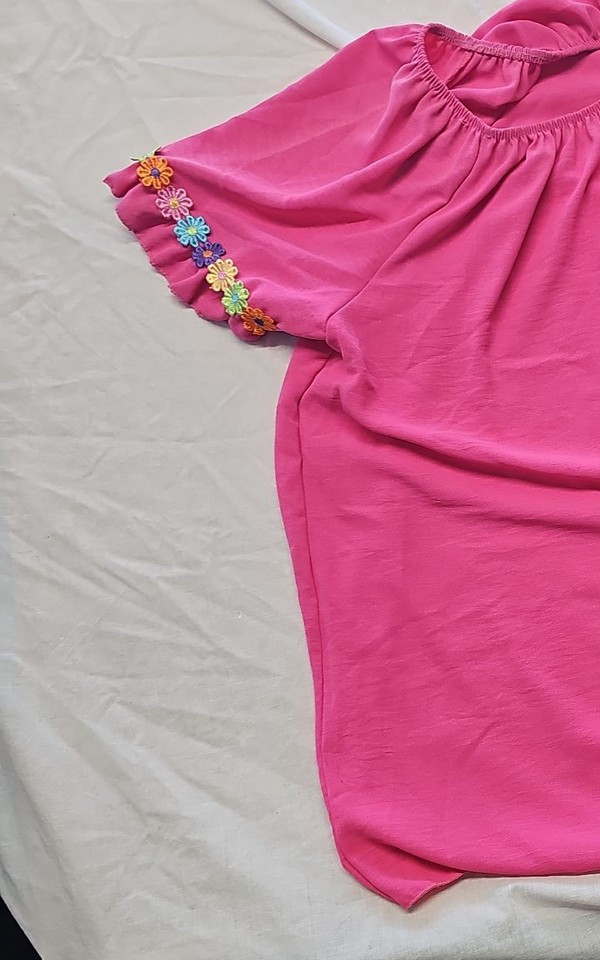 New Made in Italy Vibrant Pink Embroidered Sleeve Boho Blouse size 18/20 HH206 - Image 12