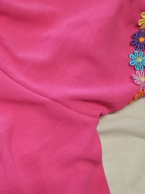 New Made in Italy Vibrant Pink Embroidered Sleeve Boho Blouse size 18/20 HH206 - Image 10