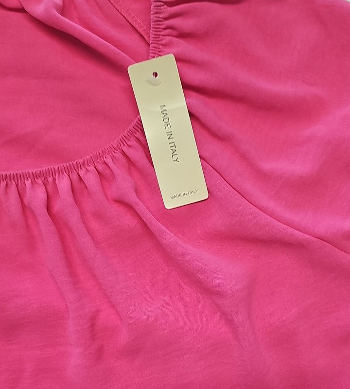 New Made in Italy Vibrant Pink Embroidered Sleeve Boho Blouse size 18/20 HH206 - Image 9