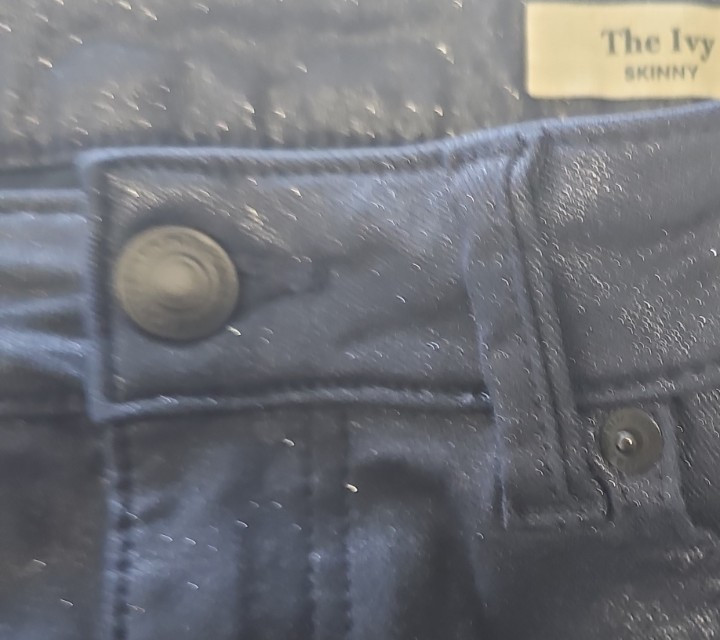 M&S The Ivy Skinny Metallic Navy Blue Coated Jeans UK 14 A1 1203 - Image 10