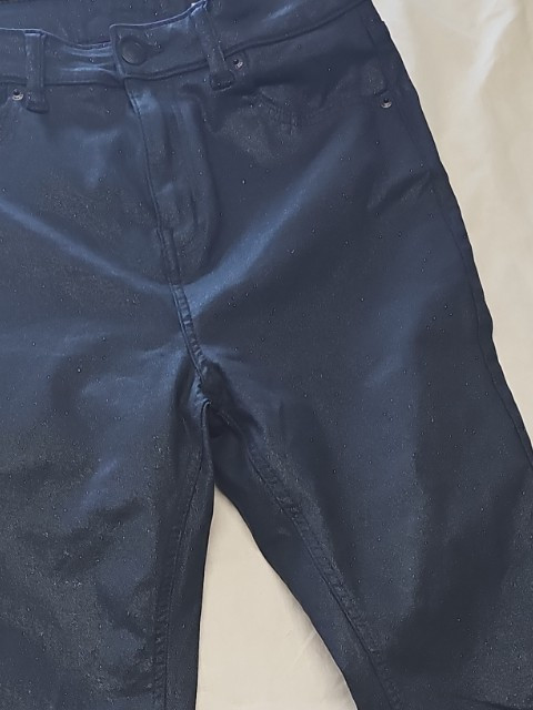 M&S The Ivy Skinny Metallic Navy Blue Coated Jeans UK 14 A1 1203 - Image 11