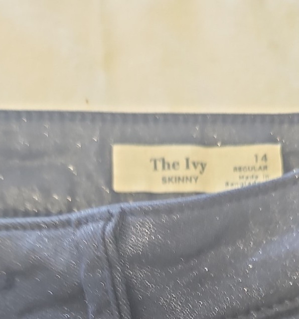 M&S The Ivy Skinny Metallic Navy Blue Coated Jeans UK 14 A1 1203 - Image 9