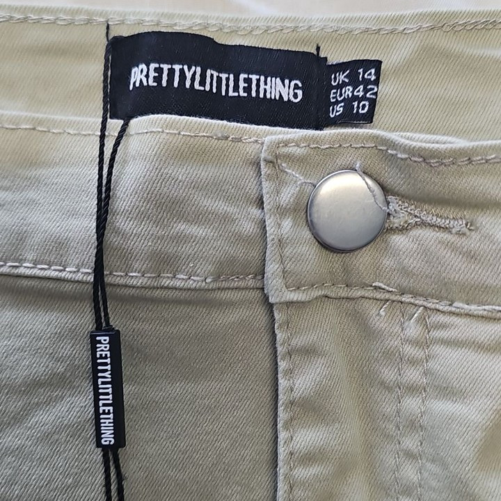 PrettyLittleThing Sage Green Denim Mini Skirt uk14 HH204 - Image 8