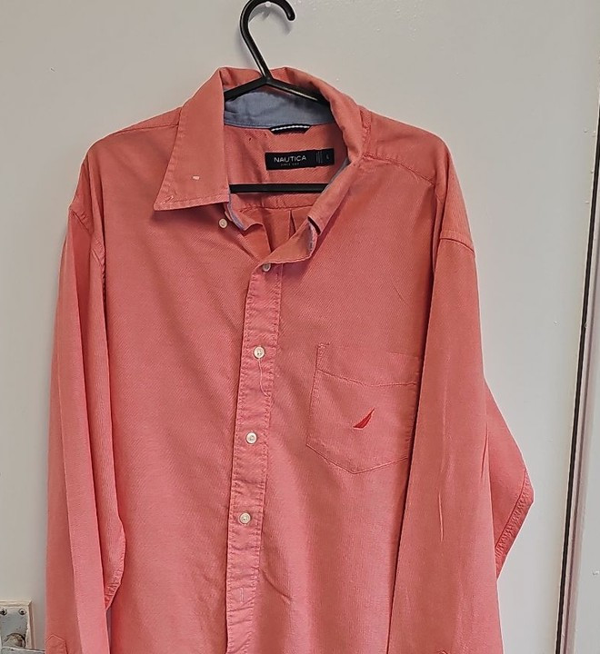 Nautica Coral Pink Oxford Button-Down Shirt - Men's Large A2 1212 - Image 7
