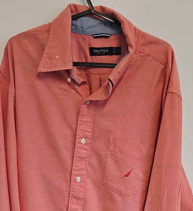 Nautica Coral Pink Oxford Button-Down Shirt - Men's Large A2 1212 - Image 11