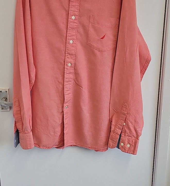 Nautica Coral Pink Oxford Button-Down Shirt - Men's Large A2 1212 - Image 8