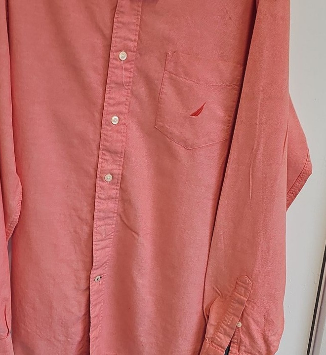 Nautica Coral Pink Oxford Button-Down Shirt - Men's Large A2 1212 - Image 12