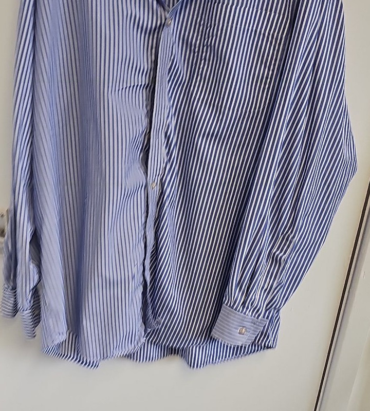 Nautica Men's Blue & White Striped Cotton Dress Shirt A2 1214 - Image 7