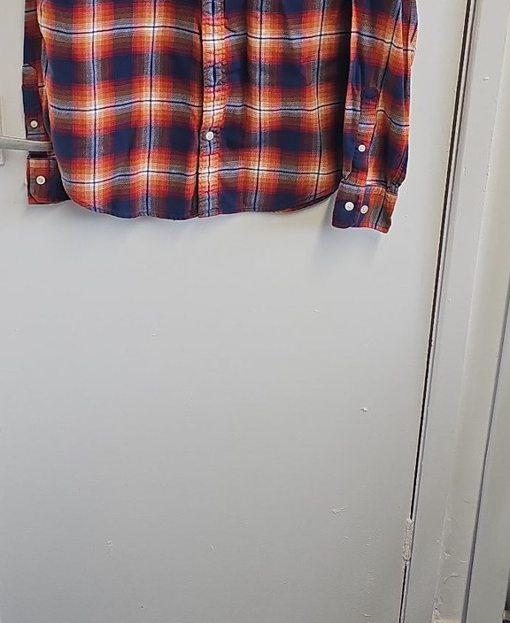 Nautica Classic Fit Orange & Navy Plaid Flannel Shirt - Size S A2 1216 - Image 8