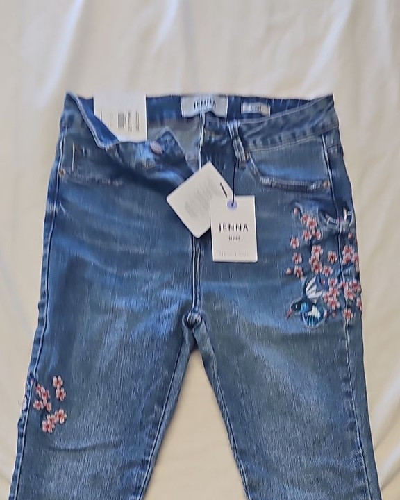 New Look Jenna Skinny Jeans with Oriental Bird and Floral Embroidery uk10 PP247 - Image 7