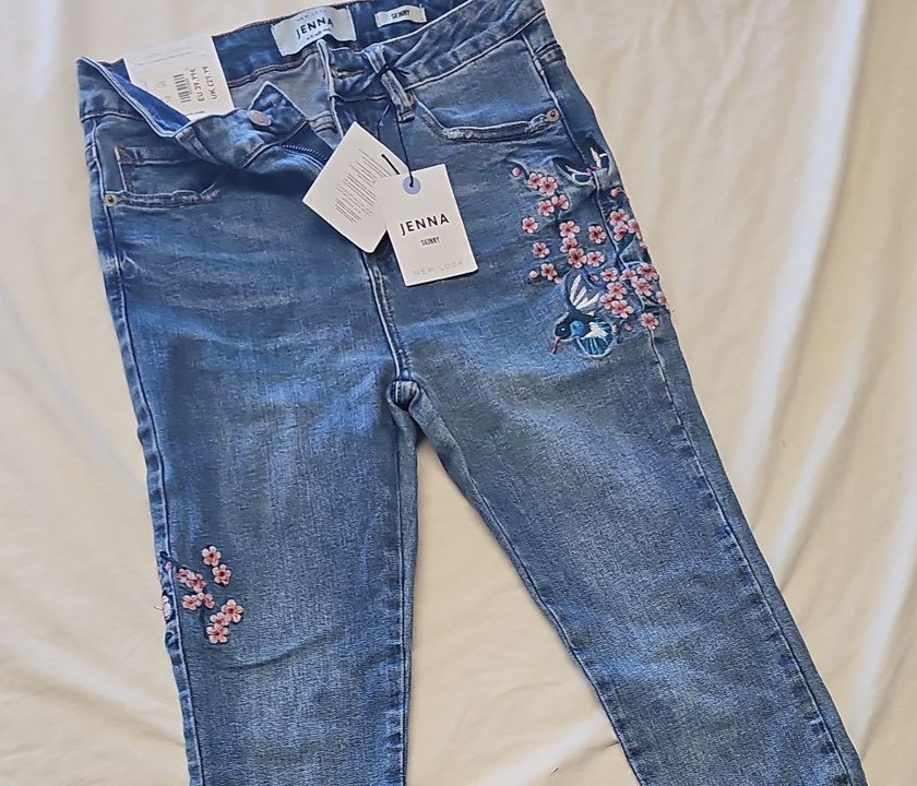 New Look Jenna Skinny Jeans with Oriental Bird and Floral Embroidery uk10 PP247 - Image 11