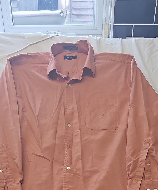 Nautica Men's Burnt Orange Cotton Long Sleeve Button-Down Shirt A2 1217 - Image 8