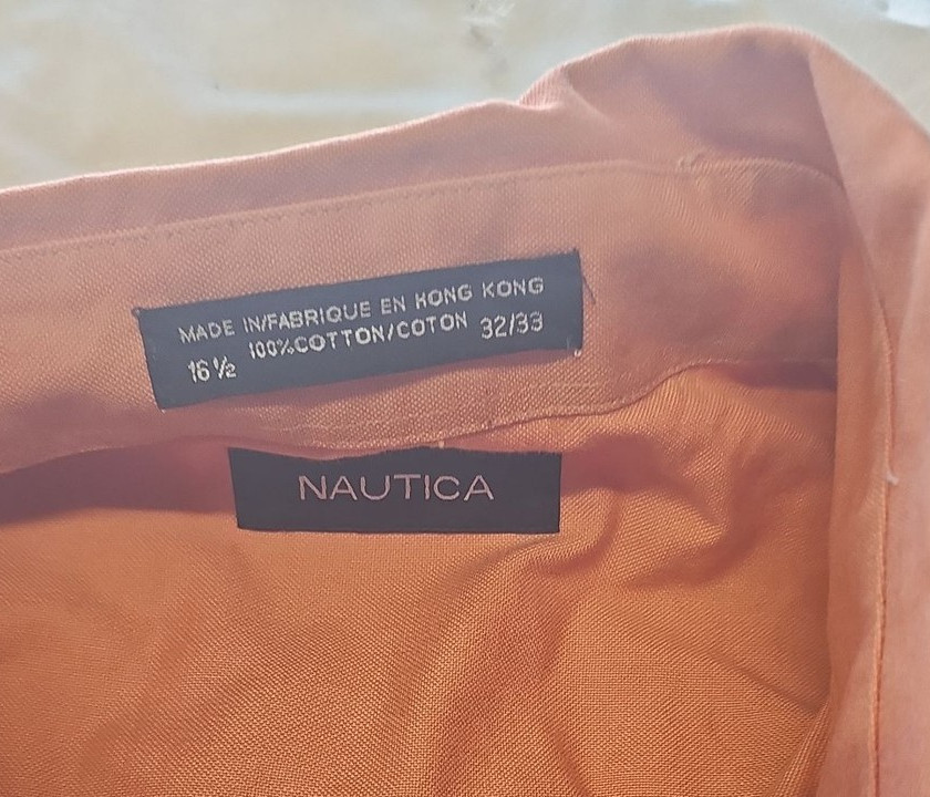 Nautica Men's Burnt Orange Cotton Long Sleeve Button-Down Shirt A2 1217 - Image 10