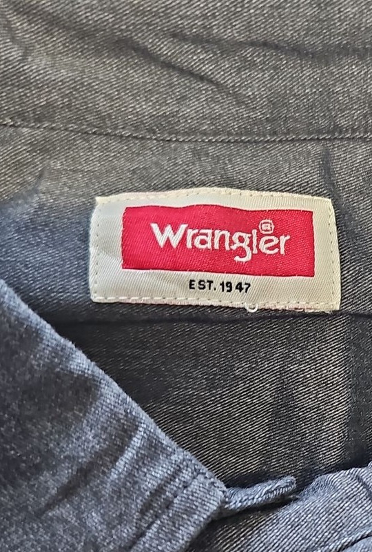 Wrangler Men's Charcoal Grey Chambray Work Shirt XL YY1184 - Image 7
