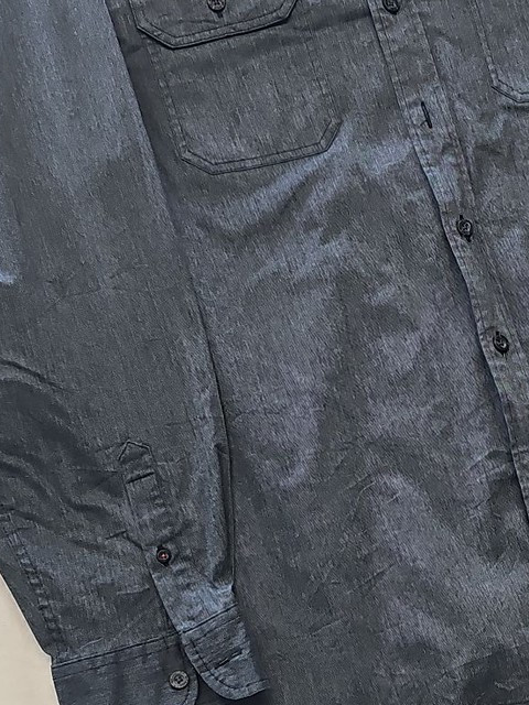 Wrangler Men's Charcoal Grey Chambray Work Shirt XL YY1184 - Image 10