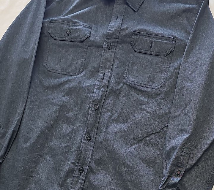 Wrangler Men's Charcoal Grey Chambray Work Shirt XL YY1184 - Image 11