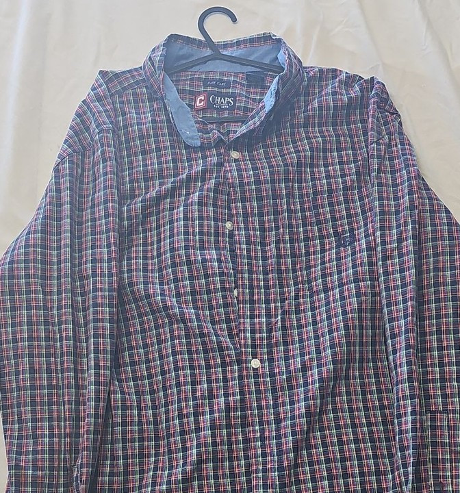 Chaps Easy Care Multicolor Plaid Long Sleeve Button Down Shirt A2 1225 - Image 8