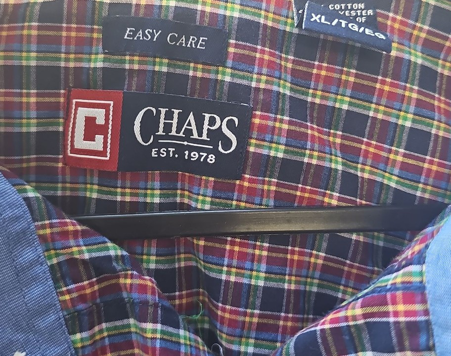 Chaps Easy Care Multicolor Plaid Long Sleeve Button Down Shirt A2 1225 - Image 10