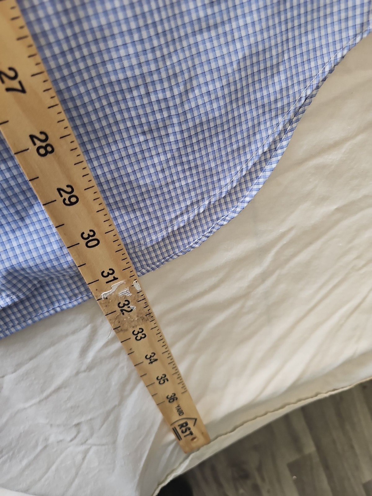 M&S Collection Men's Blue Gingham Regular Fit Long Sleeve Shirt 16.5 XX115 - Image 6