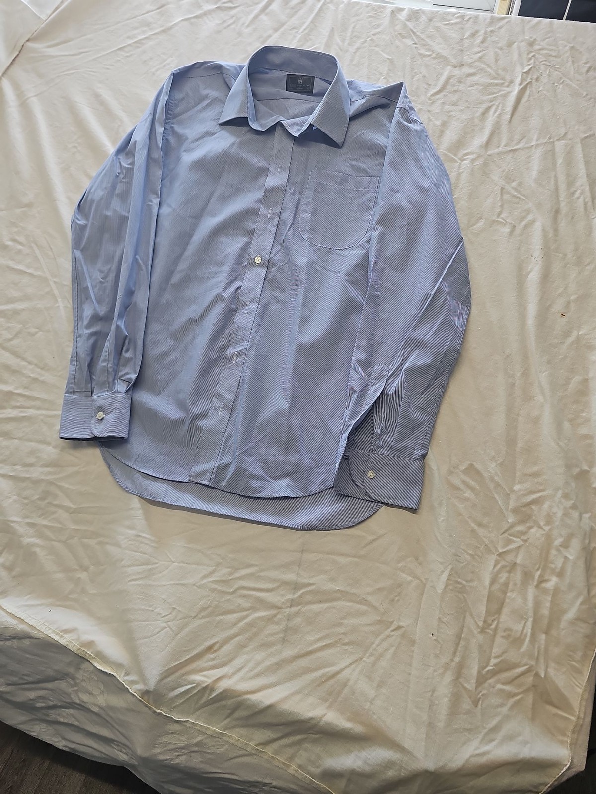 M&S Collection Men's Blue Striped Regular Fit Long Sleeve Shirt 16.5 XX1155 - Image 4