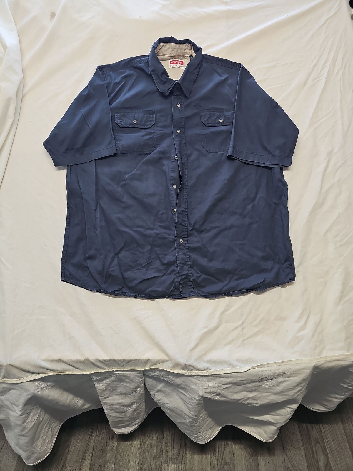 Wrangler Premium Quality Navy Blue Short Sleeve Work Shirt - Size 2XL YY1191