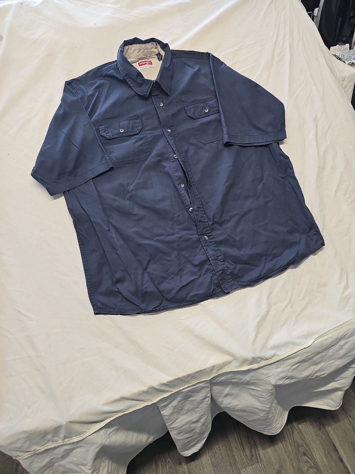 Wrangler Premium Quality Navy Blue Short Sleeve Work Shirt - Size 2XL YY1191 - Image 3