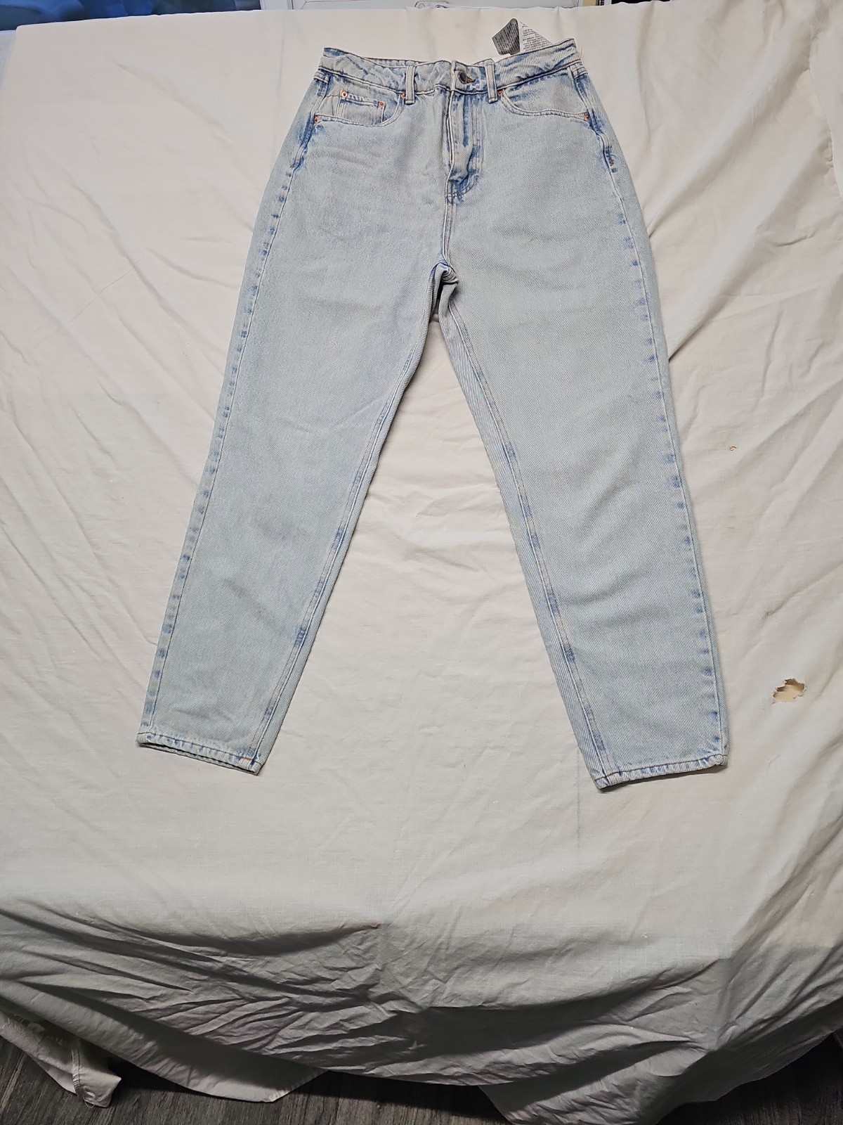 Zara Women's Light Wash High-Waisted Paperbag Style Mom Jeans, Size 8 A1 1199