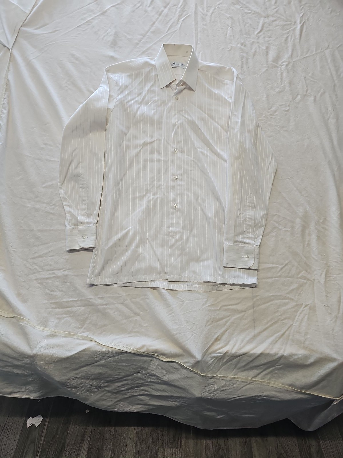 Vintage Littlewoods White Pinstripe Formal Shirt - 14.5" Collar YY1169