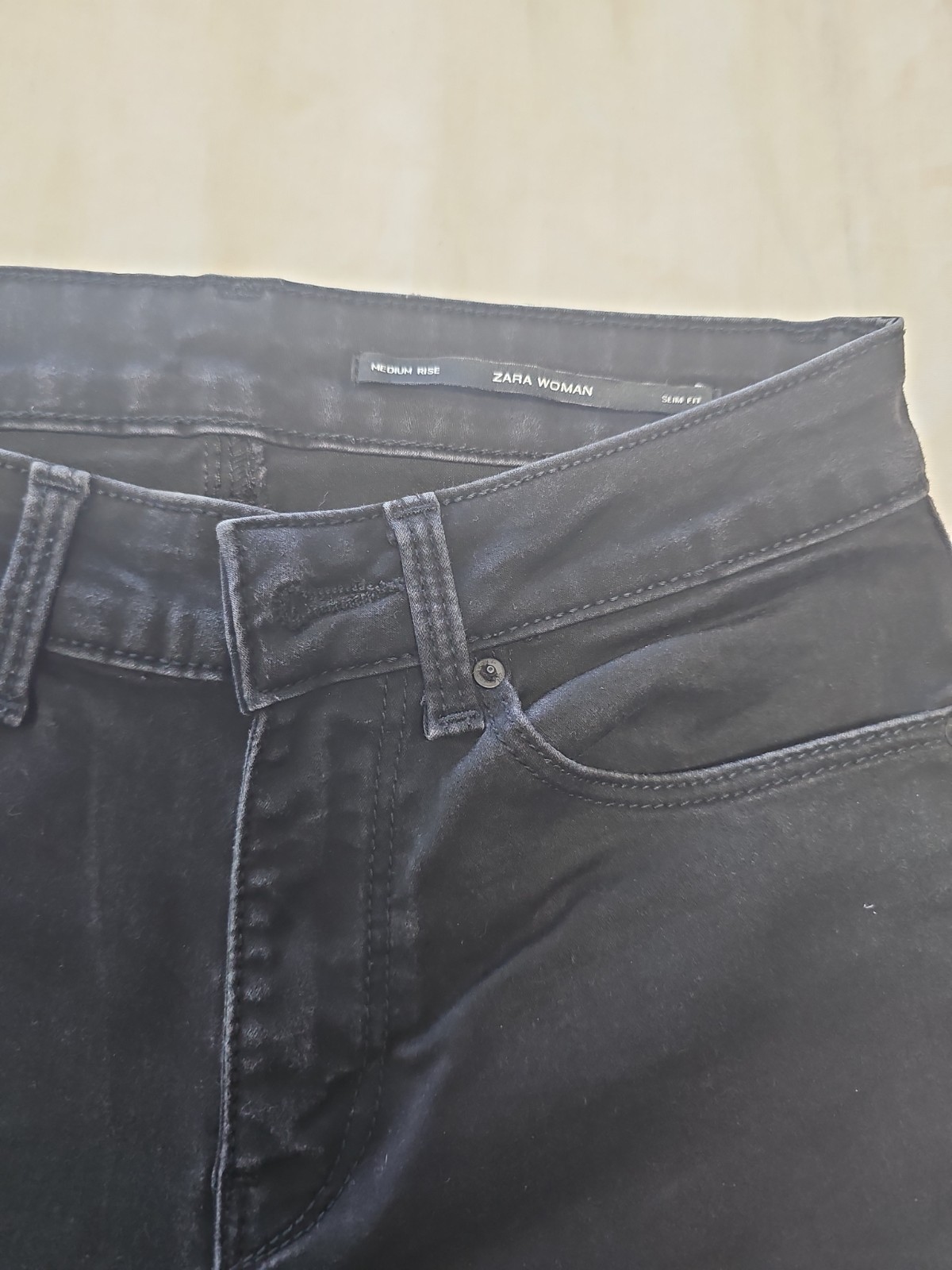 Zara Woman Medium Rise Slim Fit Black Skinny Jeans A1 1205