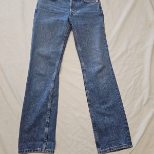 Weekday Pin High Waisted Straight Leg Jeans In Mid Blue Denim Size 28 A1 1204