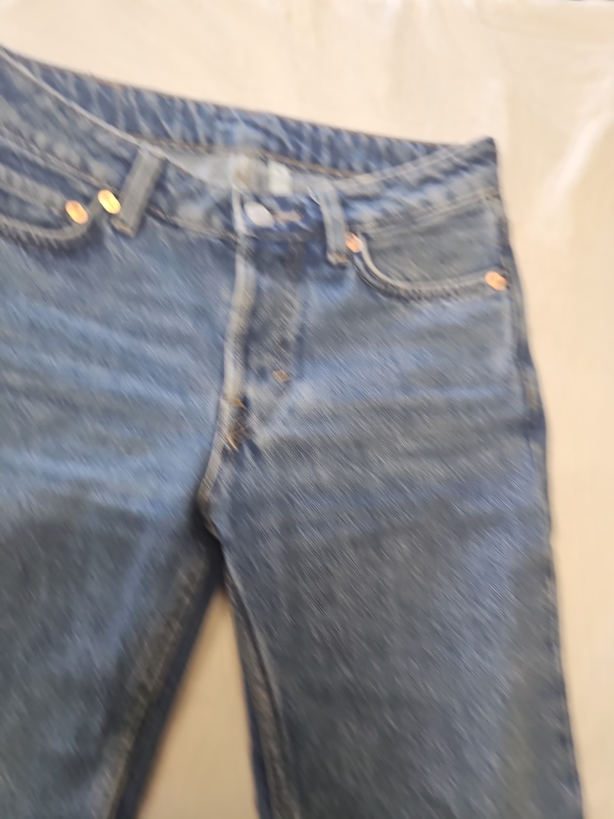 Weekday Pin High Waisted Straight Leg Jeans In Mid Blue Denim Size 28 A1 1204