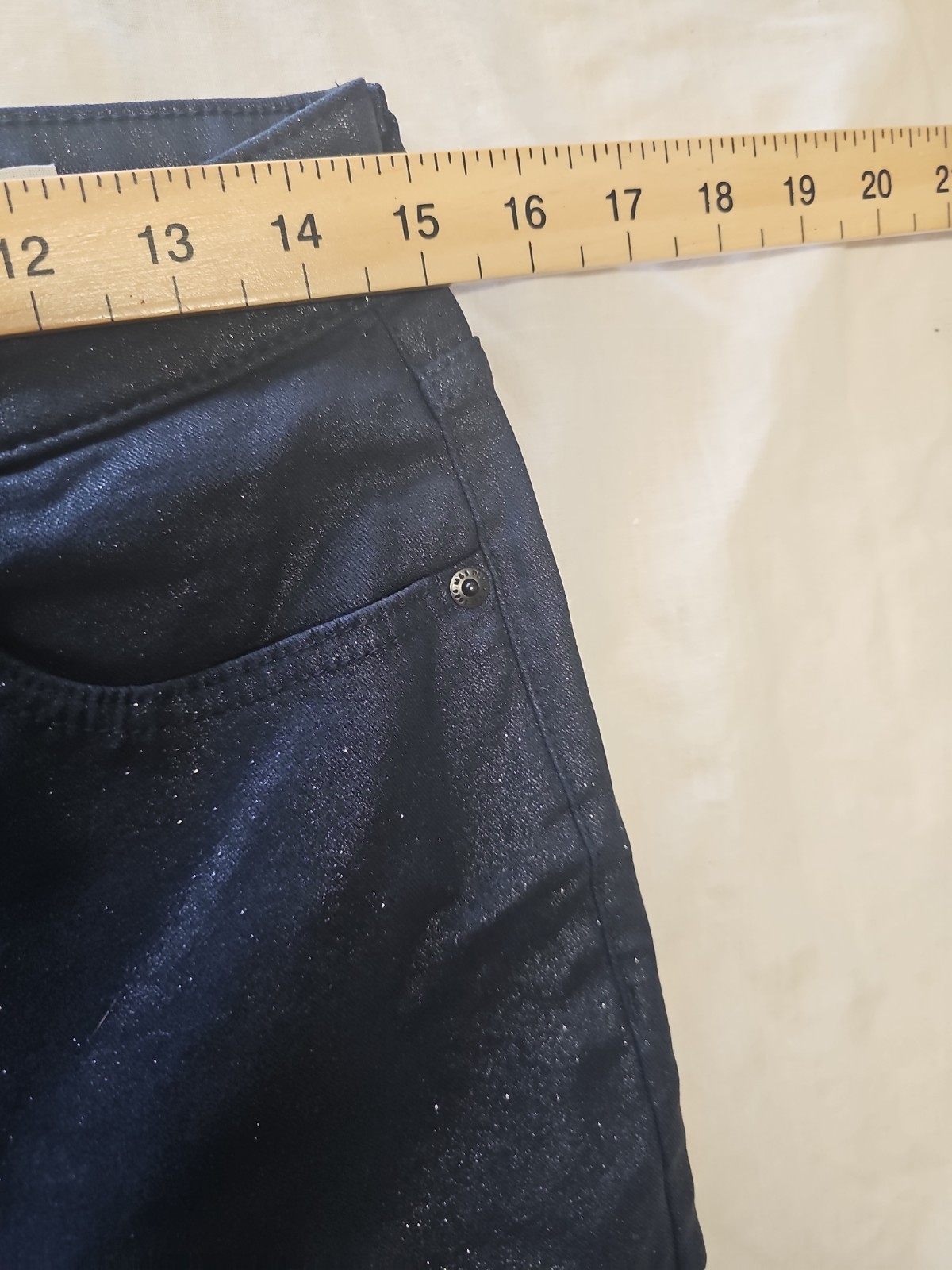 M&S The Ivy Skinny Metallic Navy Blue Coated Jeans UK 14 A1 1203 - Image 5