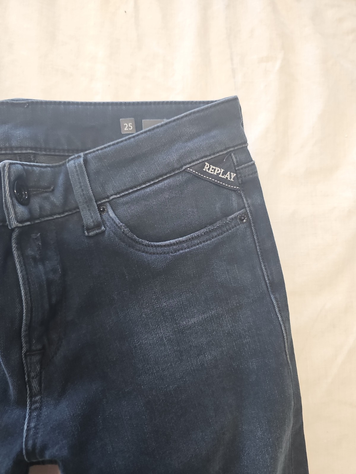 Replay Luz Women’s Skinny Jeans Dark Wash Raw Hem Size 25 A1 1202