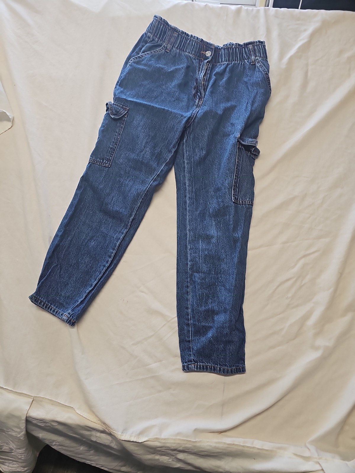 Papaya Denim Blue Elastic Waist Cargo Jeans A2  1211