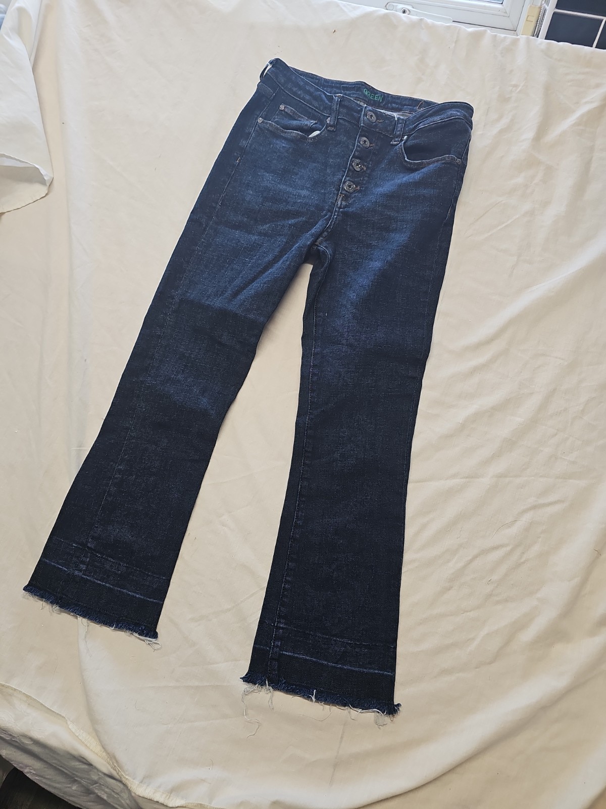 Denim Studio Camille Dark Wash Button Fly Flare Jeans A2 1209